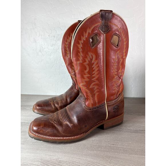 Double H Brown Casino Broad Square Toe Roper Boots Mens Size 11D Western - Picture 1 of 9